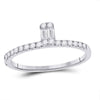 14k White Gold Womens Baguette Diamond Band Ring 1/4 Cttw