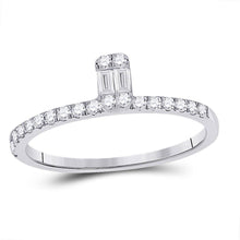  14k White Gold Womens Baguette Diamond Band Ring 1/4 Cttw