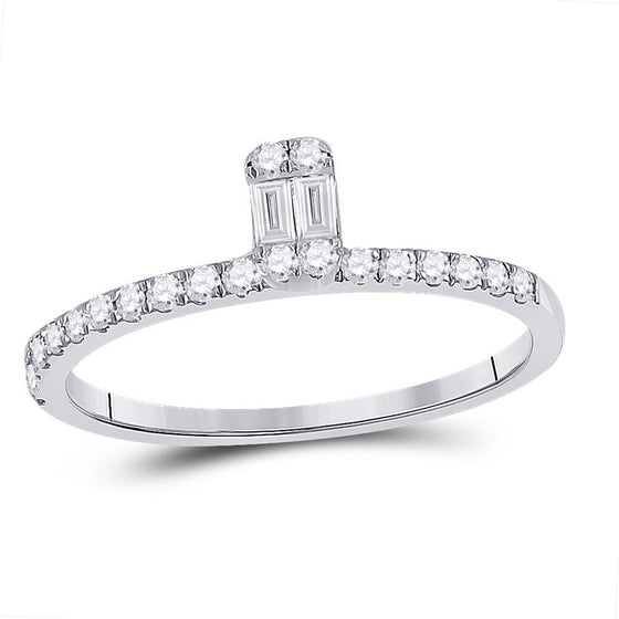14k White Gold Womens Baguette Diamond Band Ring 1/4 Cttw