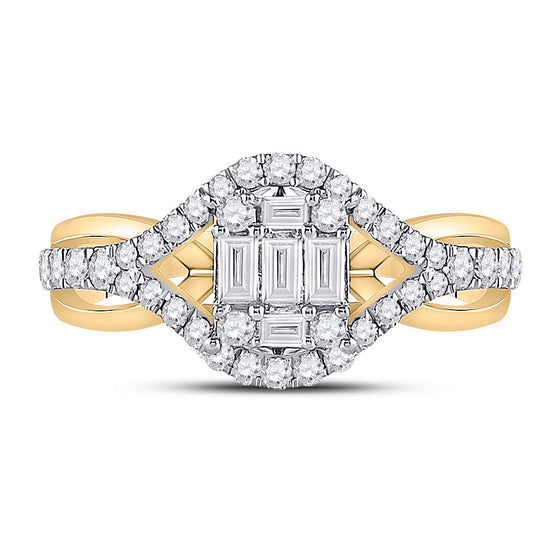 14k Yellow Gold Womens Baguette Diamond Fashion Ring 3/4 Cttw