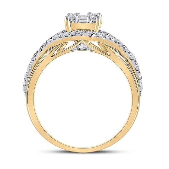 14k Yellow Gold Womens Baguette Diamond Fashion Ring 3/4 Cttw