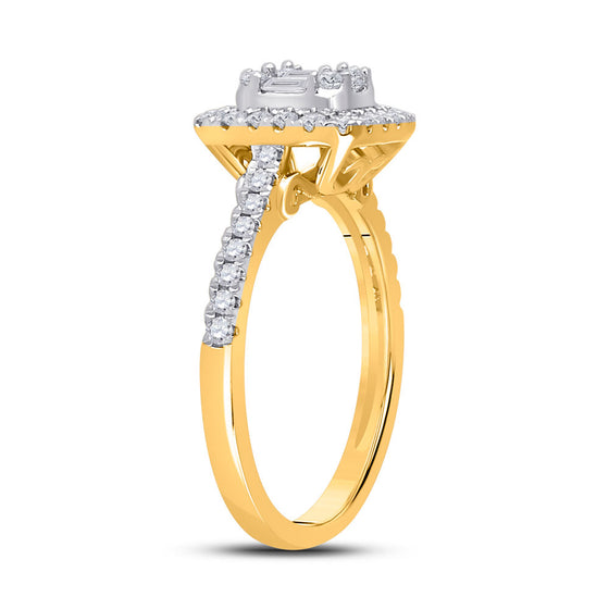 14k Yellow Gold Womens Baguette Diamond Square Ring 1/2 Cttw