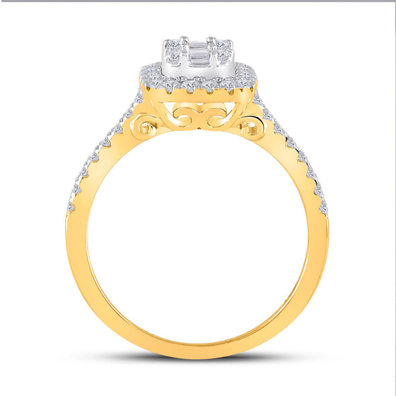 14k Yellow Gold Womens Baguette Diamond Square Ring 1/2 Cttw
