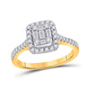 14k Yellow Gold Womens Baguette Diamond Square Ring 1/2 Cttw