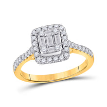  14k Yellow Gold Womens Baguette Diamond Square Ring 1/2 Cttw