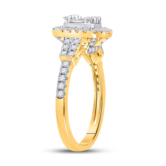 14k Yellow Gold Womens Baguette Diamond Square Ring 3/4 Cttw