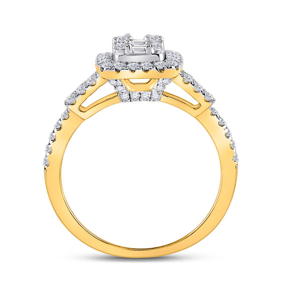 14k Yellow Gold Womens Baguette Diamond Square Ring 3/4 Cttw