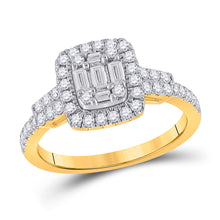  14k Yellow Gold Womens Baguette Diamond Square Ring 3/4 Cttw
