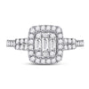 14k White Gold Womens Baguette Diamond Square Ring 3/4 Cttw