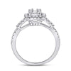 14k White Gold Womens Baguette Diamond Square Ring 3/4 Cttw