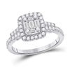 14k White Gold Womens Baguette Diamond Square Ring 3/4 Cttw