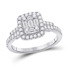  14k White Gold Womens Baguette Diamond Square Ring 3/4 Cttw