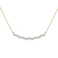  14k Yellow Gold Womens Round Diamond Curved Bar Necklace 1/6 Cttw