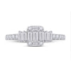 14k White Gold Womens Baguette Diamond Cluster Ring 5/8 Cttw