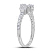 14k White Gold Womens Baguette Diamond Cluster Ring 5/8 Cttw