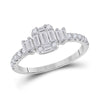 14k White Gold Womens Baguette Diamond Cluster Ring 5/8 Cttw