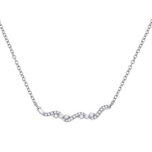  14k White Gold Womens Round Diamond Bar Necklace 1/5 Cttw
