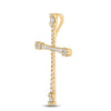 14k Yellow Gold Womens Baguette Diamond Cross Pendant 3/4 Cttw