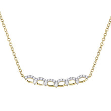  14k Yellow Gold Womens Round Diamond Bar Necklace 1/3 Cttw