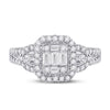14k White Gold Womens Baguette Diamond Square Cluster Ring 3/4 Cttw