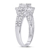 14k White Gold Womens Baguette Diamond Square Cluster Ring 3/4 Cttw