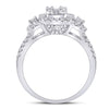 14k White Gold Womens Baguette Diamond Square Cluster Ring 3/4 Cttw
