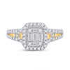 14k Yellow Gold Womens Baguette Diamond Square Ring 3/4 Cttw