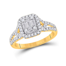  14k Yellow Gold Womens Baguette Diamond Square Ring 3/4 Cttw
