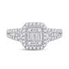 14k White Gold Womens Baguette Diamond Square Ring 3/4 Cttw