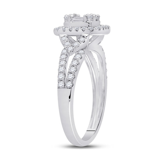 14k White Gold Womens Baguette Diamond Square Ring 3/4 Cttw