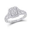 14k White Gold Womens Baguette Diamond Square Ring 3/4 Cttw