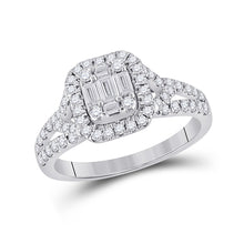  14k White Gold Womens Baguette Diamond Square Ring 3/4 Cttw