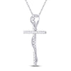 14k White Gold Womens Round Diamond Cross Pendant 1/2 Cttw