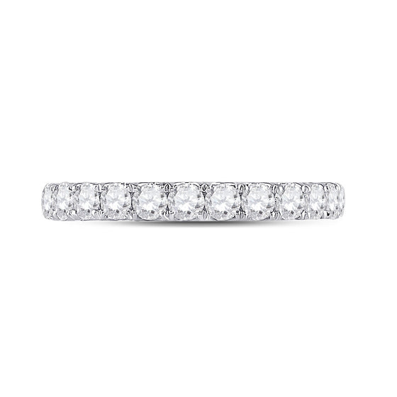 14k White Gold Womens Round Diamond Single Row Band Ring 1-1/2 Cttw
