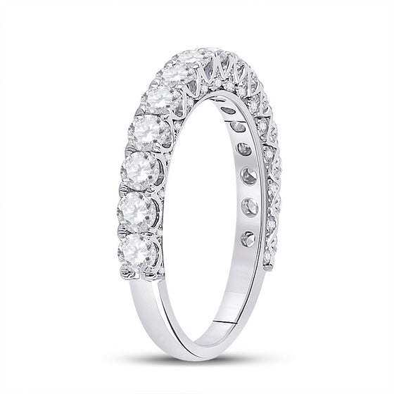 14k White Gold Womens Round Diamond Single Row Band Ring 1-1/2 Cttw