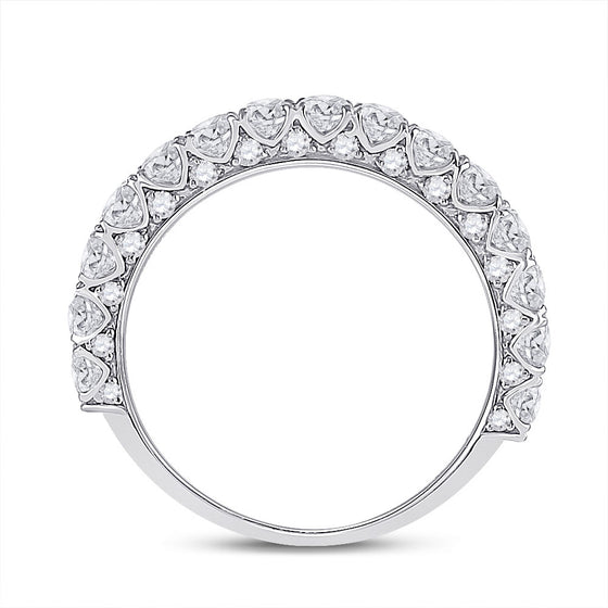 14k White Gold Womens Round Diamond Single Row Band Ring 1-1/2 Cttw