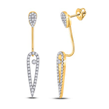  14k Yellow Gold Womens Round Diamond Fashion Earrings 1/2 Cttw