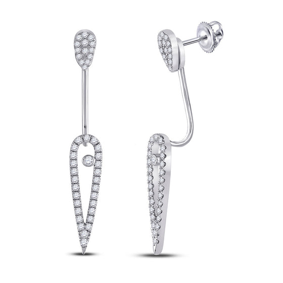 14k White Gold Womens Round Diamond Fashion Earrings 1/2 Cttw