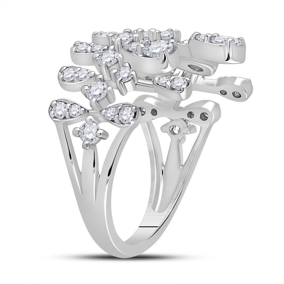 14k White Gold Womens Round Diamond Fashion Ring 7/8 Cttw