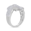 14k White Gold Womens Baguette Diamond Bypass Cluster Fashion Ring 1-1/3 Cttw