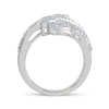 14k White Gold Womens Baguette Diamond Bypass Cluster Fashion Ring 1-1/3 Cttw
