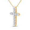14k Yellow Gold Womens Round Diamond Cross Pendant 1/2 Cttw
