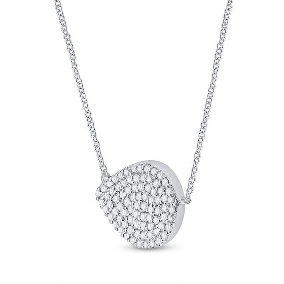 10k White Gold Womens Round Diamond Teardrop Necklace 1/5 Cttw