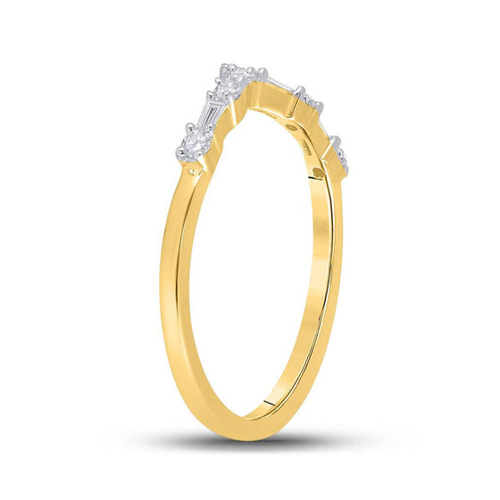 14k Yellow Gold Womens Baguette Diamond Chevron Band Ring 1/5 Cttw