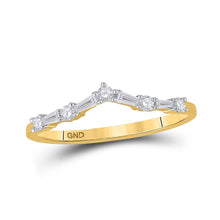  14k Yellow Gold Womens Baguette Diamond Chevron Band Ring 1/5 Cttw