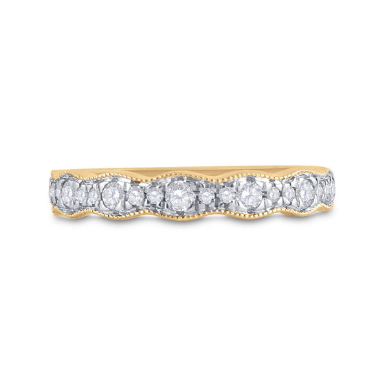 14k Yellow Gold Womens Round Diamond Band Ring 1/3 Cttw