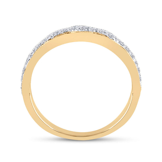 14k Yellow Gold Womens Round Diamond Band Ring 1/3 Cttw