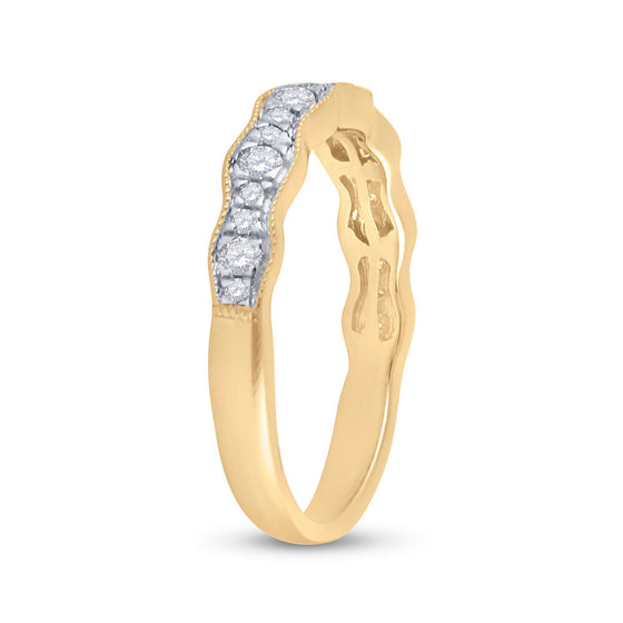 14k Yellow Gold Womens Round Diamond Band Ring 1/3 Cttw