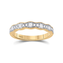  14k Yellow Gold Womens Round Diamond Band Ring 1/3 Cttw