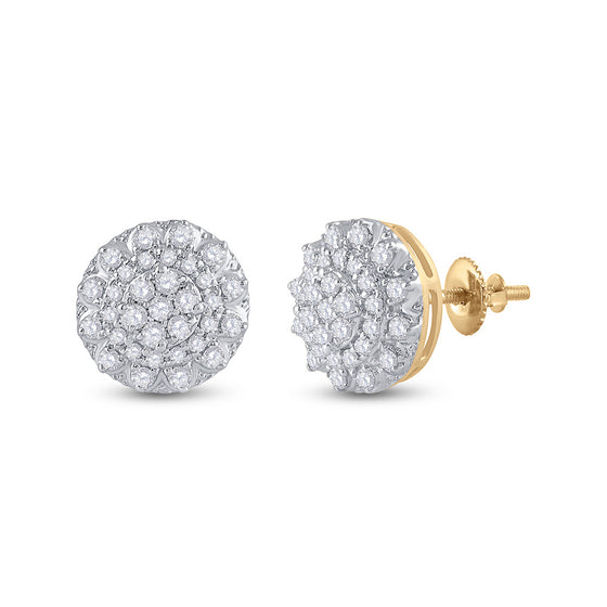 14k Yellow Gold Womens Round Diamond Cluster Earrings 1/2 Cttw